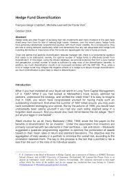 Hedge fund investors typically include high net worth individuals (hnis) and families. Pdf Hedge Fund Diversification