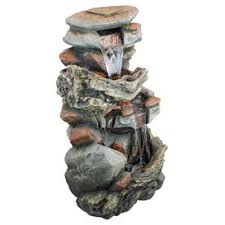 Design Toscano 395 In H Resin Rock Waterfall Outdoor Fountain Lowes Com Garden Fountain Rock Waterfall Design Toscano