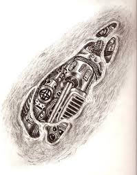 Huge biomechanical tattoo including guys head, neck and sleeve, amazing artwork. Cyborg Tattoo By Rawknrolla On Deviantart