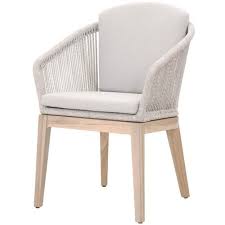 Alia Coastal Beach Grey Woven Rope Teak Wood Arm Chair Set Of 2 In 2020 Outdoor Dining Chairs Lounge Chair Outdoor Patio Dining Chairs