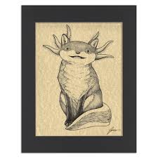 Foxolotl Parchment Print | Fox + Axolotl Hybrid Animal | 8.5x11 Art Print  in 11x14 Black Mat - Etsy