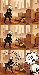 Whenever I Pick Up A Plant Seed I Feel Like Wall E Crossover Nier Automata Anime Anime Art