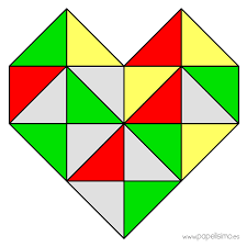 Corazones geométricos con triángulos para decorar (con plantilla ...