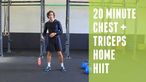 Bench press (with a barbell or dumbbells): Hiit Home Workout Chest Triceps The Body Coach Youtube