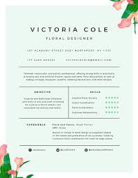 Charming Floral Designer Resume Resume Design Graphic Design Resume Floral Design