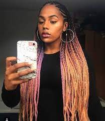 Peach Pink Candy Ombre Braids Hair From Catfacehair Natural Hair Protective Style Lemonade Braids Hairstyles Ghana Braids Hairstyles Cool Braid Hairstyles