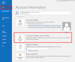 Next, go to info > automatic replies. How To Set Up An Out Of Office Reply In Outlook 2016 2013 And 2010