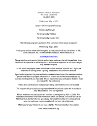 American Literature Association 16th Annual Conference May 26-29, 2005  Final Update: May 3, 2005 Special Performances and Readin