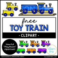 Free Train Engine Train Car And Train Track Clipart Image In 5 Different Colors And Black White Clipartforteachers Teacherc Clip Art Free Toys Toy Train