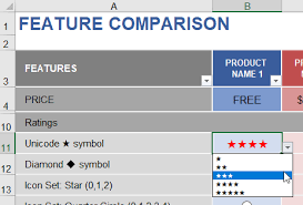 Star Rating Example Using A Drop Down Menu Excel Drop Down List Invoice Template