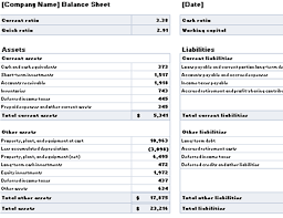 Balance Sheet With Ratios And Working Capital Balance Sheet Balance Sheet Template Balance