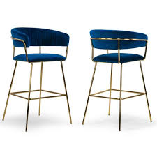 Afteroom bar/counter chair is perfect as an extra chair in the kitchen, as the beautiful front row of a bar area, or as the new and. Glamour Home Anya Blue Velvet Bar Stool With Golden Metal Legs Set Of 2 Ghstl 1414 The Home Depot