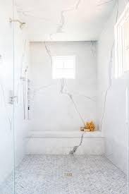 Maybe you would like to learn more about one of these? Thin Marble Herringbone Pattern Shower Floor Tiles Transitional Bathroom