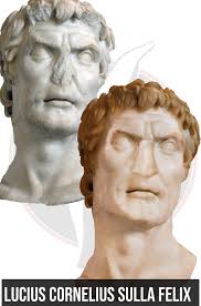 This is a colorized version of a bust, which is commonly thought to portray  Lucius Cornelius Sulla Felix, dictator of Rome from 82 BC