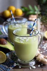 A Healthy Green Avocado Smoothie Made With Detox Ingredients Like Ginger And Turmeric Both Hi Coconut Milk Smoothie Low Carb Smoothies Keto Breakfast Smoothie