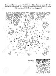 Color, print and share your colorful winter masterpiece with friends and family! Winter New Year Or Christmas Themed Connect The Dots Picture Puzzle And Coloring Page With Santa S Mittens Answer Included Royalty Free Cliparts Vectors And Stock Illustration Image 69214857