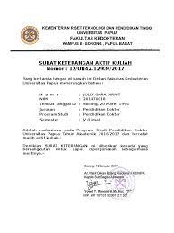Mahasiswa aktif di perkuliahan bisa membuat surat keterangan aktif kuliah. Contoh Surat Keterangan Aktif Kuliah Dari Kampus Contoh Seputar Surat