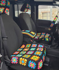 Granny Square Car Decoration Set Crochet Car Crochet Car Seat Cover Car Decor