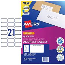 A word label template allows you to insert information/images into cells sized and formatted to corresponded with your sheets of labels so that when you print your labels, the information and design is aligned correctly. Avery Quick Peel Address Inkjet Labels J8160 21 Per Sheet 50 Sheets Officemax Nz