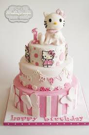 I am not a cat person, but i just really like the design and colors on this cake. Hello Kitty 1st Birthday Cake By Delicia Designs Cakesdecor