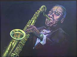 #contemporary art #pop art #fine art #folk art #outsider art #collage art #collage #miles davis #billie holiday #ella fitzgerald #john coltrane #saxophone #sax #jazz saxophone #jazz trio #jazz radio. Jazz Saxophone Player Painting By Michael Arnold Saatchi Art