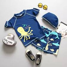Toddler Swimwear Octopus Print Dark Two Pieces Swim Suit Rash Guards Boys Bathing Kids Swimming Suits Beachwear