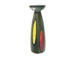 Grey Ceramic Vase Bright Colors Pattern Primary Colors Pattern Numbered Vintage 1960s Ceramic Vase Grey Ceramics Ceramic Vases