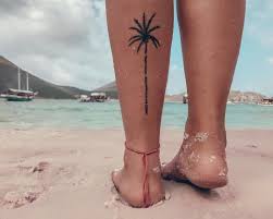 Palm Tree Beach Tattoo This Palm Tree Is Simple And Works Really Well Positioned On The Back Of The Leg Like This This Beach Tattoo Palm Tree Tattoo Tattoos