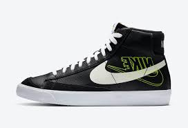 The blazer, one of the earliest sneakers released in nike basketball, is now considered a casual sneaker. Nike Blazer Mid Black White Volt Da4651 001 Release Date Info Gov