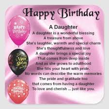 Happy Birthday Verses For Daughter Daughter Poem Happy Birthday Square Sticker Zazzle Com Happy Birthday Niece Birthday Poems For Daughter Happy Birthday Daughter