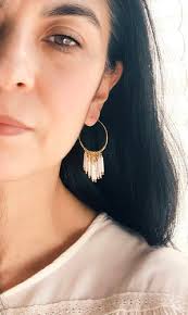 White Fringe Hoops