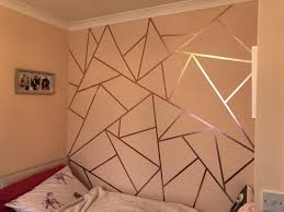 Rose Gold Washi Tape Geometric Wall Design In 2020 Wall Design Tape Wall Art Washi Tape Wall Decor