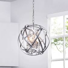 Shop Benita Silver 4 Light Metal Crystal Orb Chandelier Overstock 24031253
