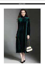 New Arrived Plus Size 2018 Winter Women Warm Turtleneck Elegant Velvet Dress Big Size Velvet Evening Dress Long Sleeve Velvet Dress Party Dress Long Sleeve