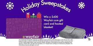 Get a $300 gift card with select foam mattress purchases. Win A Wayfair Heated Blanket And 400 Gift Card For The Holidays