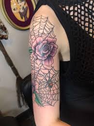 Spider web and red rose tattoos on chest Spider Web Tattoos Explore Tumblr Posts And Blogs Tumgir