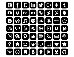 Free black icons available in png, ico, gif, jpg and icns format. Square Social Media Icons Set Png Svg Vector Transparent Rounded Corner Black White Flat Buttons Website Digital Icons Commercial Use Iphone Photo App Ios App Icon Social Media Icons