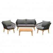 Outliv Mauritius Sofagruppe Akazie Rope Inkl Kissen Dunkelgrau Hellgrau Lounge Mobel Wohnzimmertische Haus Deko