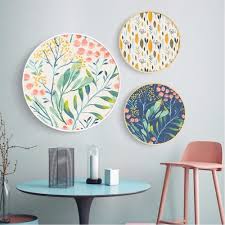 Modern Floral Circular Wall Art Round Wall Art Circle Wall Art Plate Wall Decor