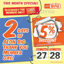 Check spelling or type a new query. Aeon Big 5 Off Storewide Member Promo 27 Aug 2014