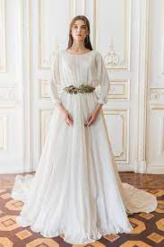 Custom Long Sleeve Wedding Gown With Removable Lace Slip Gaun Pengantin Vintage Gaun Pengantin Sederhana Bentuk Gaun