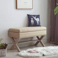 Wollano Flip Top Storage Bench Upholstered Storage Bench Upholstered Storage Entryway Bench Storage