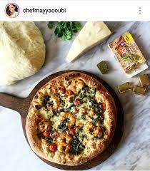Here's the recipe for those who would like to try. Shrimps Pizza With White Sauce Chef May Yacoubi See Instagram Highlights 1 2 Cooking Shrimp Pizza Eat Well Travel