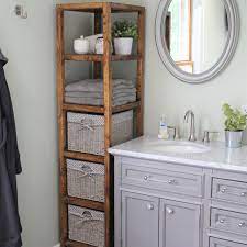 My latest completed project is the linen cabinet, complete with a pull out laundry hamper and lots of shelf and build this gorgeous glass door linen cabinet with this video tutorial and step by step building plans! Diy Linen Tower Free Plans Handmade Weekly