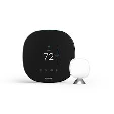Ecobee With Voice Control Black Thermostat And Room Sensor With Wi Fi Compatibility In The Smart Thermostats Department At Lowes Com