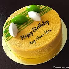 Birthday Cake With Name Edit For Man Delicious Yellow Happy Birthday Cake With Name Edit In 2020 Lemon Birthday Cakes Happy Birthday Cakes Birthday Cake Write Name