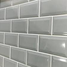 10x20cm Metro Grey Karo Gloss Bevelled Brick Tile Brick Tiles Brick Tiles Bathroom Grey Metro Tiles Kitchen