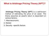 Arbitrage pricing theory (apt) | PPT
