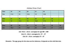 comelnye baby adidas shoe size chart