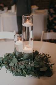 Eucalyptus Wreath With Floating Candles For Wedding Centerpiece Floating Candle Centerpieces Candle Centerpieces Cheap Wedding Table Centerpieces